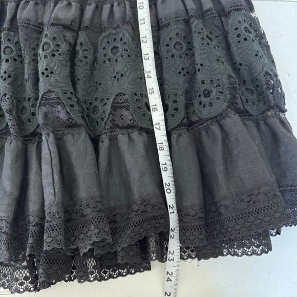 Sundance Eyelet Lace Black Linen Skirt Women’s Medium Boho Cottagecore Summer - Picture 8 of 8